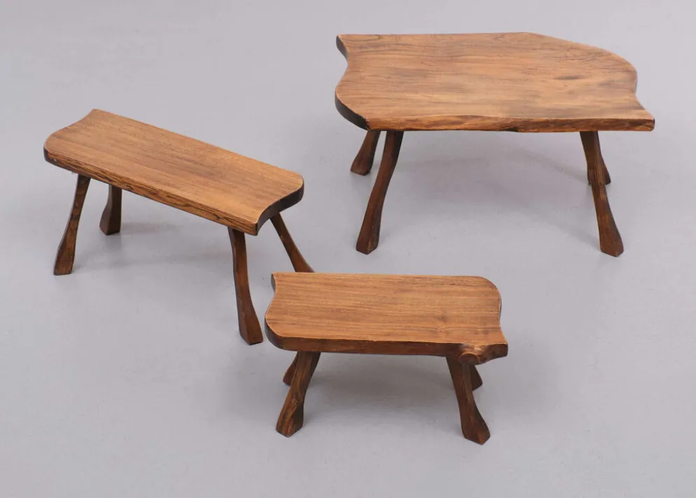 Tables gigognes en tronc d’arbre sculptées à la main, années 1960