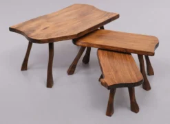 Tables gigognes en tronc d’arbre sculptées à la main, années 1960
