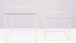 Tables gigognes en verre blanc et transparent Isocele Max Sauze pour le studio Max Sauze