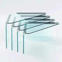 Tables gigognes en verre et chrome par Pierangelo Galotti Radice, Italie, années 1970.