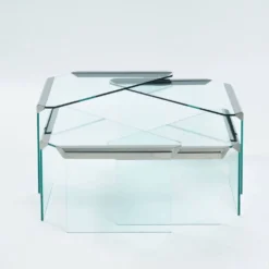 Tables gigognes en verre et chrome par Pierangelo Galotti Radice, Italie, années 1970.