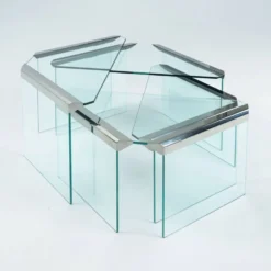 Tables gigognes en verre et chrome par Pierangelo Galotti Radice, Italie, années 1970.