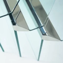 Tables gigognes en verre et chrome par Pierangelo Galotti Radice, Italie, années 1970.