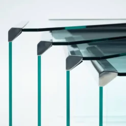 Tables gigognes en verre et chrome par Pierangelo Galotti Radice, Italie, années 1970.