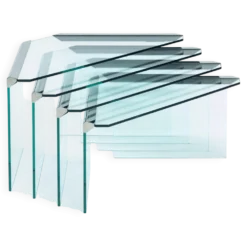 Tables gigognes en verre et chrome par Pierangelo Galotti Radice, Italie, années 1970.