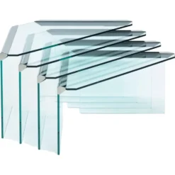Tables gigognes en verre et chrome par Pierangelo Galotti Radice, Italie, années 1970.
