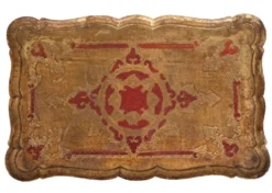 Tables gigognes florentines triptyques en bois doré et rouge, Italie, 1960
