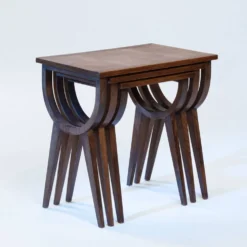 Tables gigognes gigognes du milieu du siècle avec parquet en chêne, France des années 1950