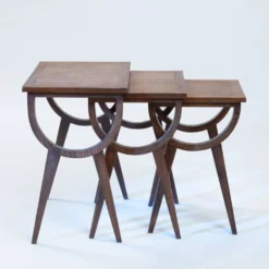 Tables gigognes gigognes du milieu du siècle avec parquet en chêne, France des années 1950