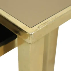 Tables gigognes Hollywood Regency Belgo Chrome plaqué or 23 carats