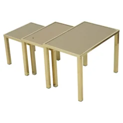 Tables gigognes Hollywood Regency Belgo Chrome plaqué or 23 carats