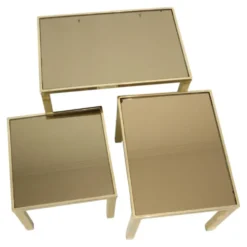 Tables gigognes Hollywood Regency Belgo Chrome plaqué or 23 carats