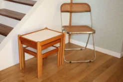 3 tables gigognes hêtre mélaminé blanc