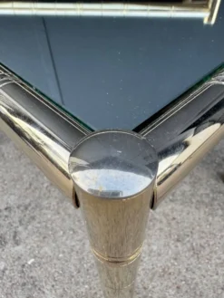 Tables gigognes métal doré bambou miroir années 70