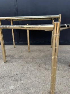 Tables gigognes métal doré bambou miroir années 70