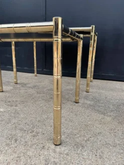 Tables gigognes métal doré bambou miroir années 70