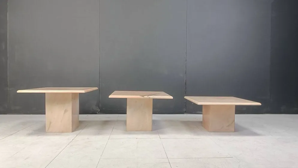 Tables gigognes ou tables d'appoint vintage en marbre, années 1970