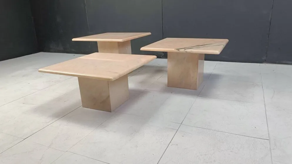 Tables gigognes ou tables d'appoint vintage en marbre, années 1970