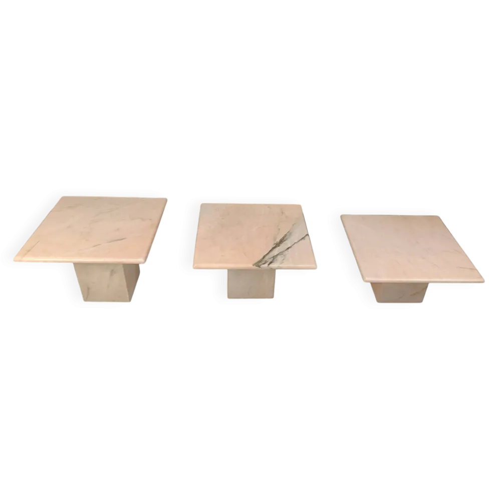 Tables gigognes ou tables d'appoint vintage en marbre, années 1970