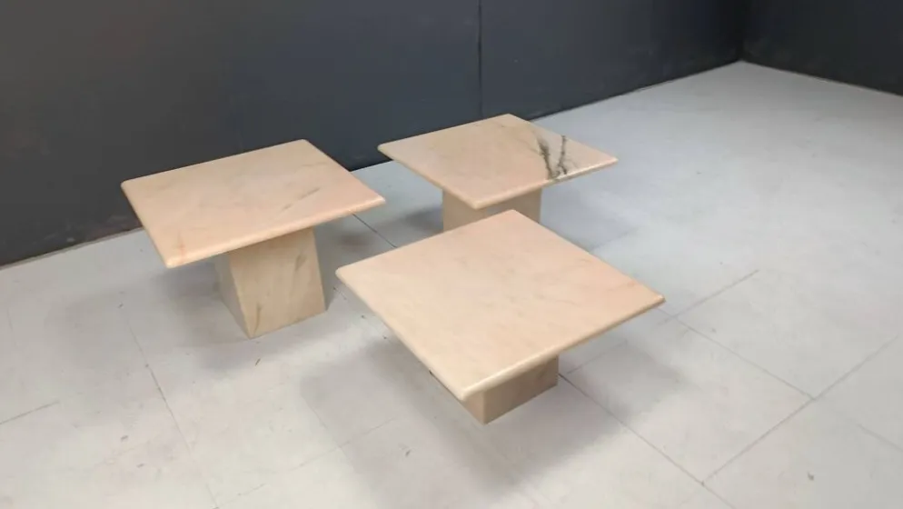 Tables gigognes ou tables d'appoint vintage en marbre, années 1970