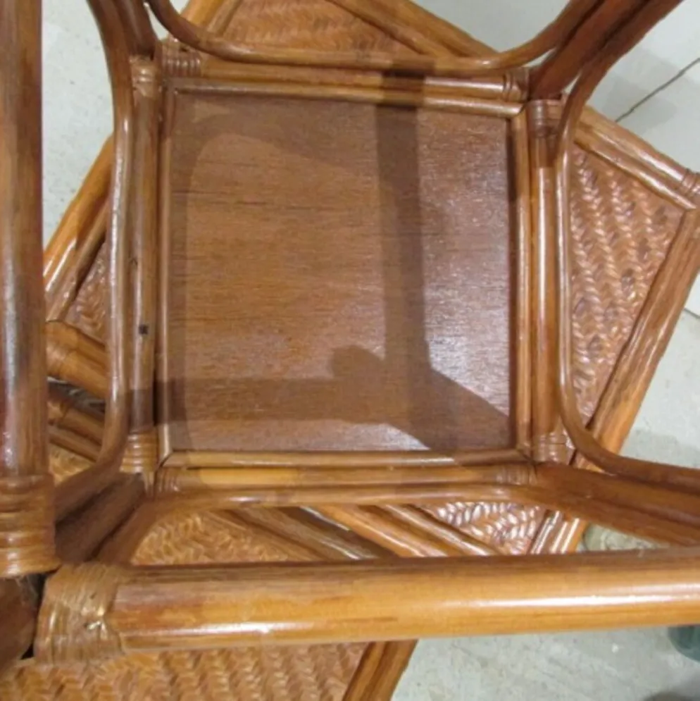 3 tables gigognes rotin, bambou et osier tressé