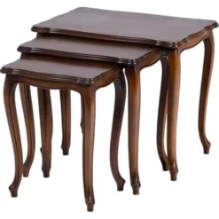 Tables gigognes vintage de style Louis XV en noyer, années 1970, ensemble de 3