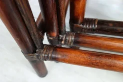 3 tables gigognes vintage en bambou et verre fumé, 1960