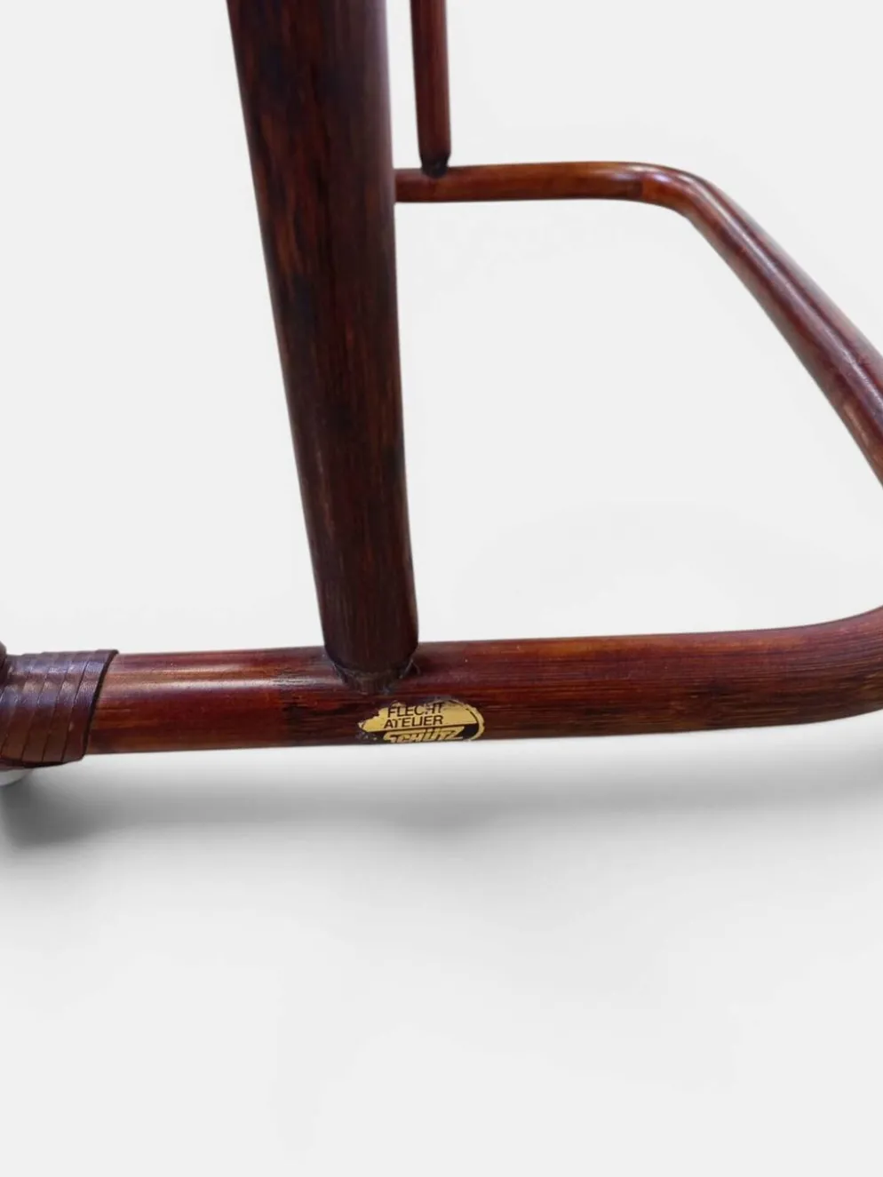 Tables gigognes vintage en rotin et verre fumé par Flecht-Atelier Schütz
