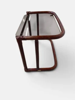 Tables gigognes vintage en rotin et verre fumé par Flecht-Atelier Schütz