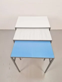 Tables gigognes vintage Mimi en métal et teck par Formica, années 1960, ensemble de 3