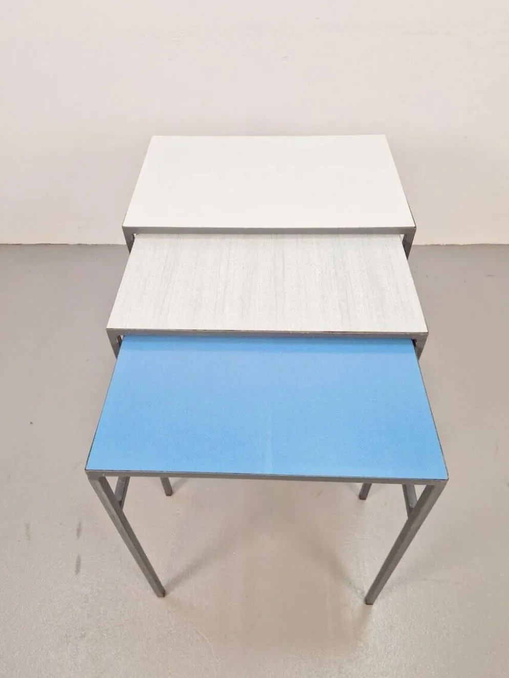 Tables gigognes vintage Mimi en métal et teck par Formica, années 1960, ensemble de 3