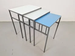 Tables gigognes vintage Mimi en métal et teck par Formica, années 1960, ensemble de 3
