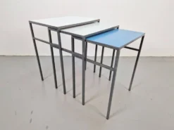 Tables gigognes vintage Mimi en métal et teck par Formica, années 1960, ensemble de 3