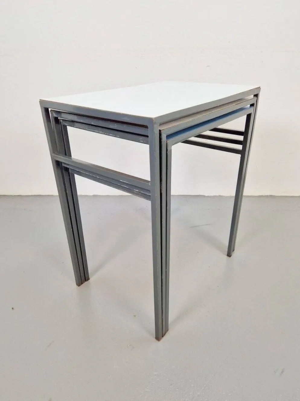 Tables gigognes vintage Mimi en métal et teck par Formica, années 1960, ensemble de 3