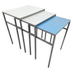 Tables gigognes vintage Mimi en métal et teck par Formica, années 1960, ensemble de 3