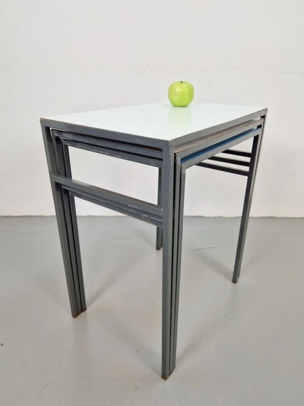 Tables gigognes vintage Mimi en métal et teck par Formica, années 1960, ensemble de 3