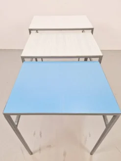 Tables gigognes vintage Mimi en métal et teck par Formica, années 1960, ensemble de 3