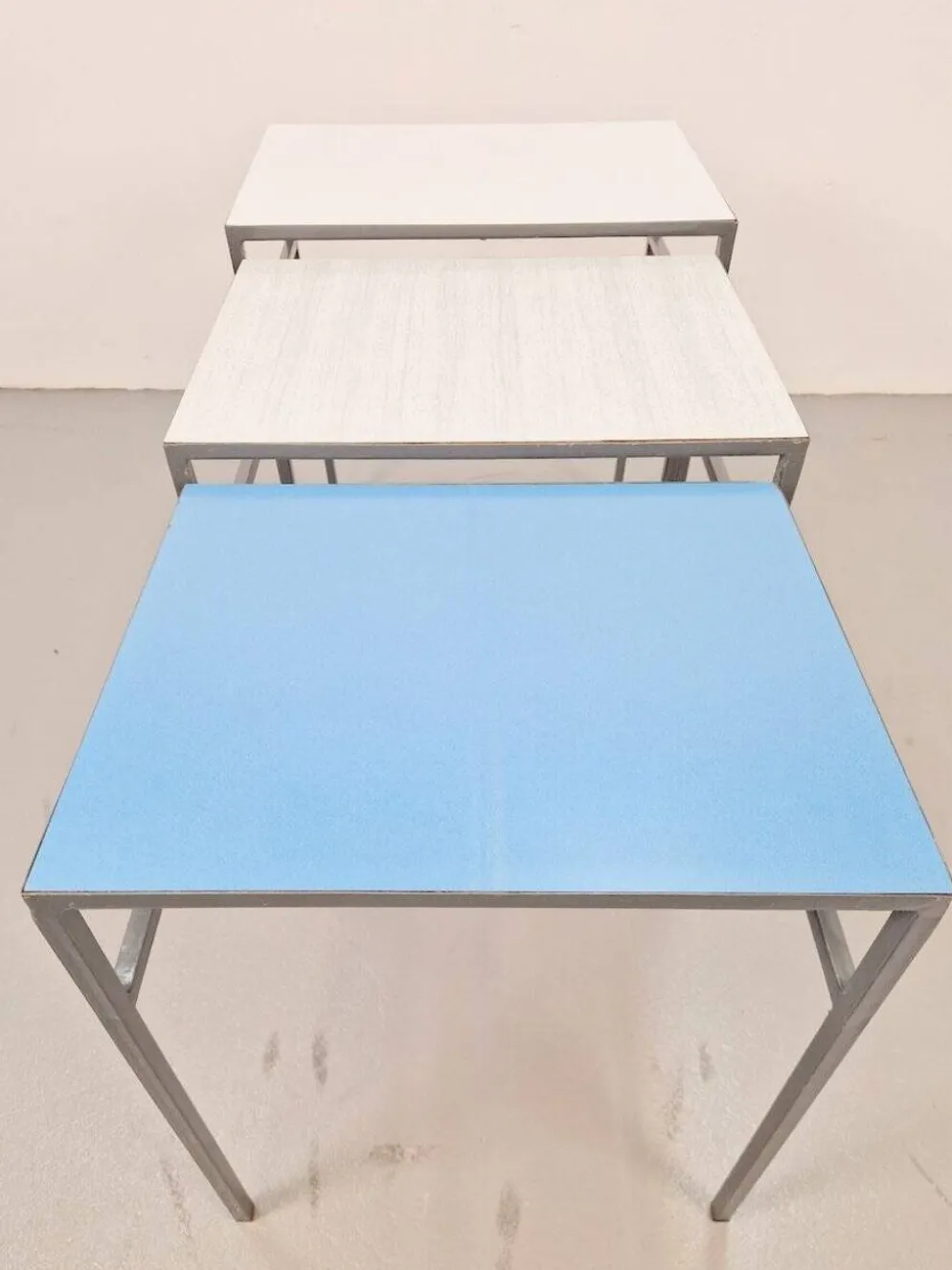 Tables gigognes vintage Mimi en métal et teck par Formica, années 1960, ensemble de 3