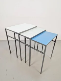 Tables gigognes vintage Mimi en métal et teck par Formica, années 1960, ensemble de 3