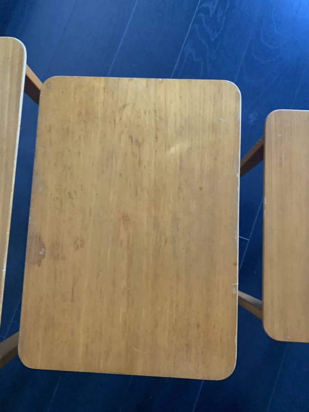 Tables gigognes vintage 1960 table basse d'appoint bois clair - 52 x 55 x 3