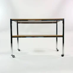 Table sur roulettes, plateau stratifié et pieds Eiffel métalliques, circa 1950