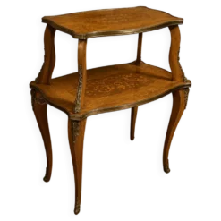 Table à thé a deux plateaux en marqueterie