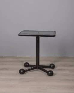 Table trolley vintage des années 1970 en métal noir et verre par Allegri parma