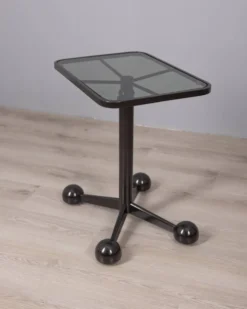 Table trolley vintage des années 1970 en métal noir et verre par Allegri parma