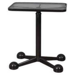 Table trolley vintage des années 1970 en métal noir et verre par Allegri parma