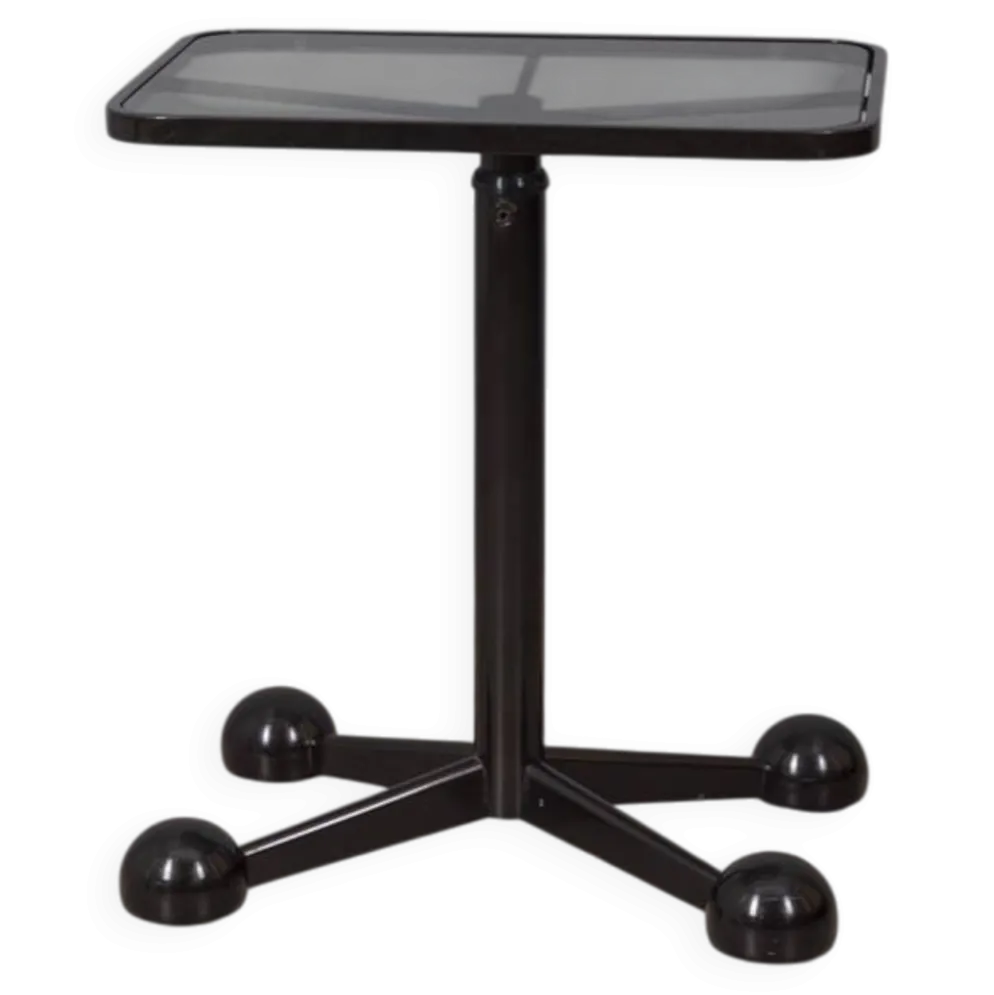 Table trolley vintage des années 1970 en métal noir et verre par Allegri parma