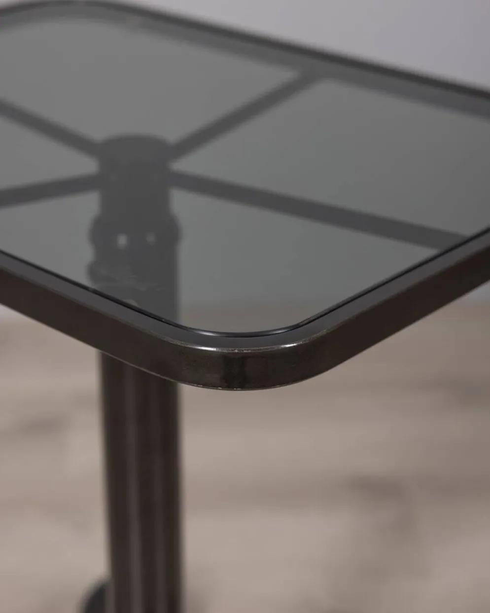 Table trolley vintage des années 1970 en métal noir et verre par Allegri parma