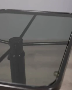 Table trolley vintage des années 1970 en métal noir et verre par Allegri parma