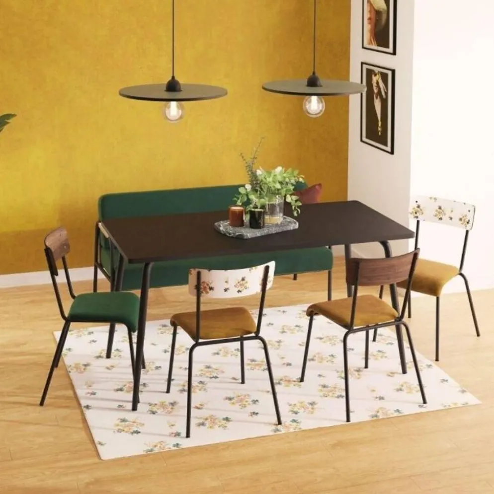 Table vera rectangulaire 6 personnes noire