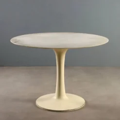 Table vintage en métal avec plateau en marbre, design Italie années 1970